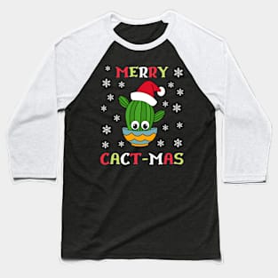 Merry Cact Mas - Cactus With A Santa Hat In A Bowl Baseball T-Shirt